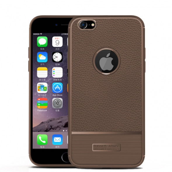 Чехол накладка Litchi для iPhone 6s Plus / 6 Plus (коричневый)