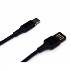 USB кабель зарядки Type-C в тканевой оплетке 1м (черный)