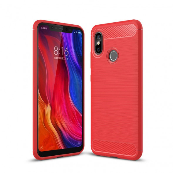 Чехол Carbon Fibre для Xiaomi Mi 8 (красный)