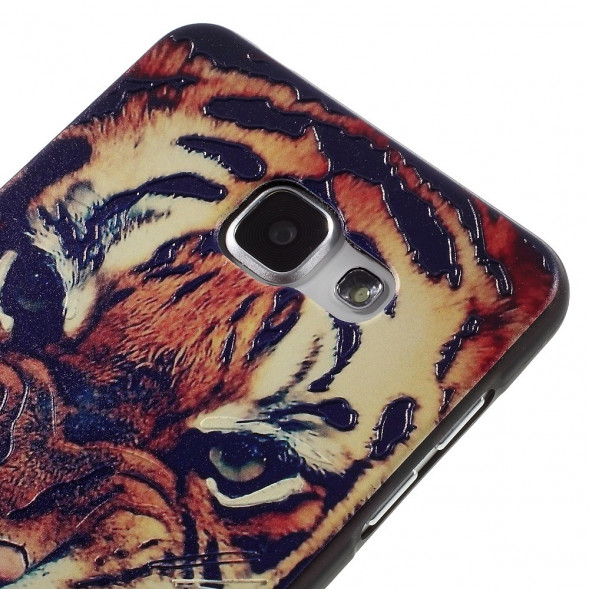 Текстурный TPU чехол накладка для Samsung Galaxy A7 (2016) SM-A710F (Тигр)