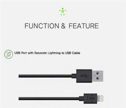 USB Дата-кабель зарядки Belkin Lightning 1.2m для iPhone (Чёрный)