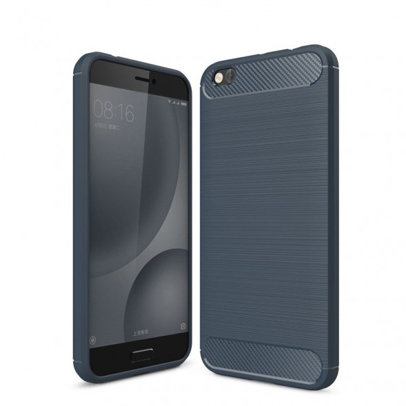 Чехол накладка Carbon Fibre для Xiaomi Mi5C (темно-синий)