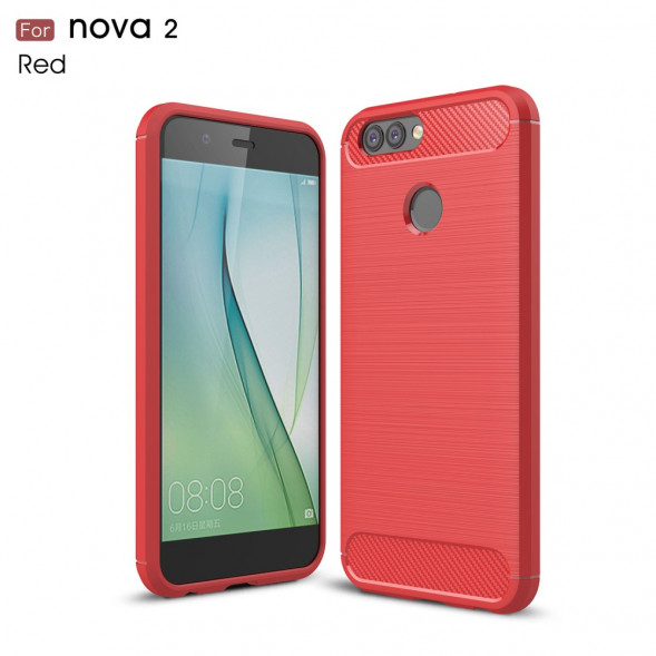 Чехол Carbon Fibre для Huawei Nova 2 (красный)