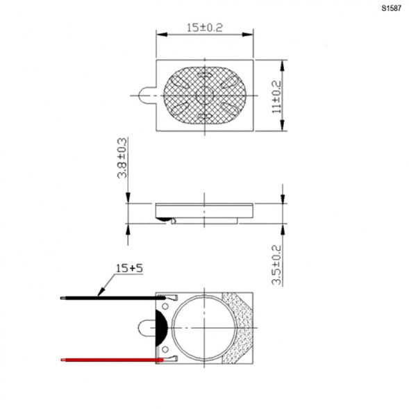 S1587 Динамик квадратный с проводами