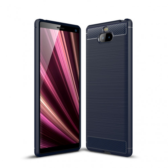 Чехол Carbon Fibre для Sony Xperia 10 Plus (темно-синий)