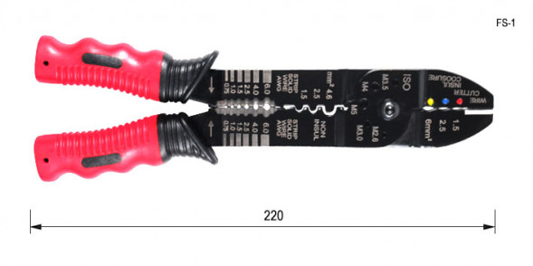 FS-1 Кримпер многофункциональный для зачистки проводов и обжима кабельных наконечников