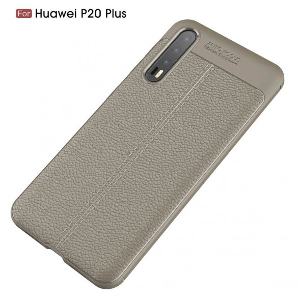 Чехол накладка Litchi Grain для Huawei P20 Pro / P20 Plus (серый)