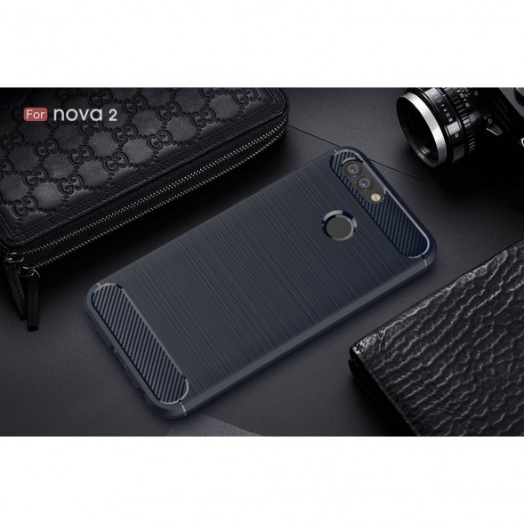 Чехол Carbon Fibre для Huawei Nova 2 (синий)