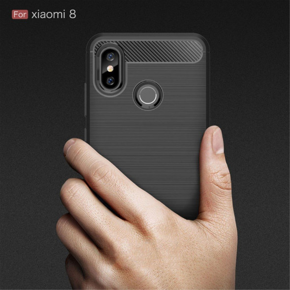 Чехол Carbon Fibre для Xiaomi Mi 8 (черный)