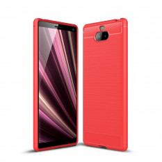 Чехол Carbon Fibre для Sony Xperia 10 Plus (красный)