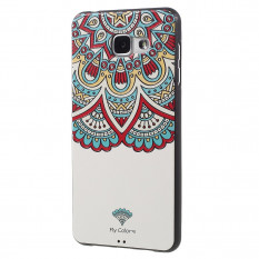 Текстурный TPU чехол накладка для Samsung Galaxy A7 (2016) SM-A710F (Цветные узоры)