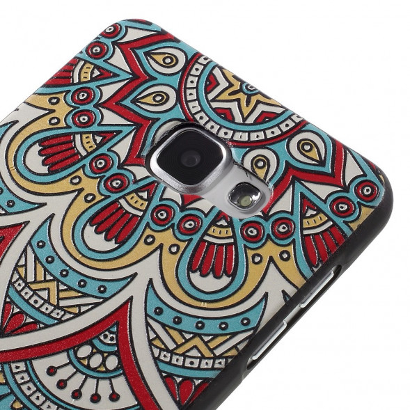 Текстурный TPU чехол накладка для Samsung Galaxy A7 (2016) SM-A710F (Цветные узоры)