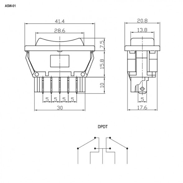 ASW-01 черный переключатель клавишный серии ASW-01