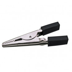 8-0028 black Зажим Крокодил с изолятором 5А, 47мм (черный)