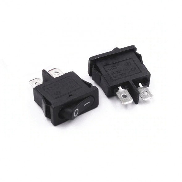 Клавиша переключатель рокерный ON-OFF 6A 250VAC 2Pin KCD1-110 10x22мм (черная клавиша)