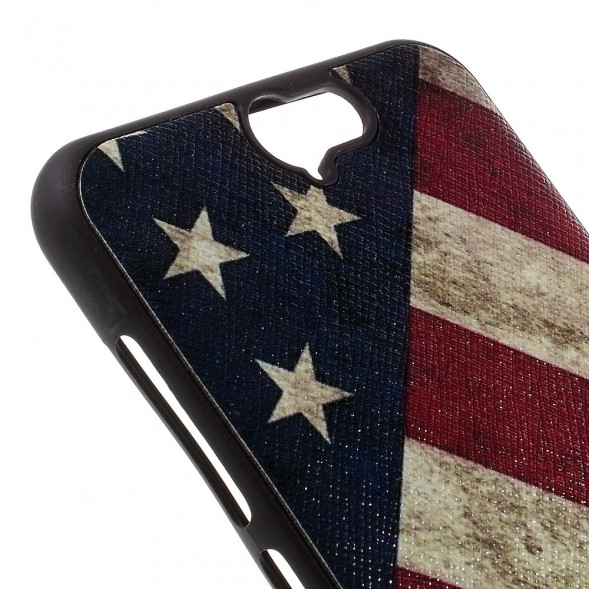 TPU Чехол накладка с рисунком для HTC One A9 (Retro US Флаг)