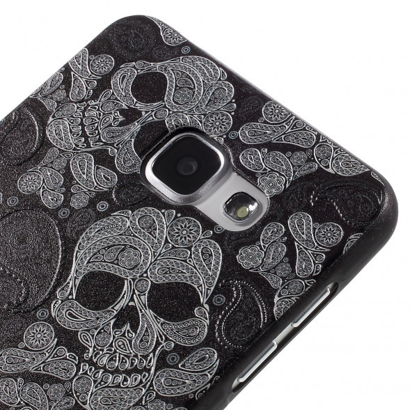Текстурный TPU чехол накладка для Samsung Galaxy A7 (2016) SM-A710F (Черепа)