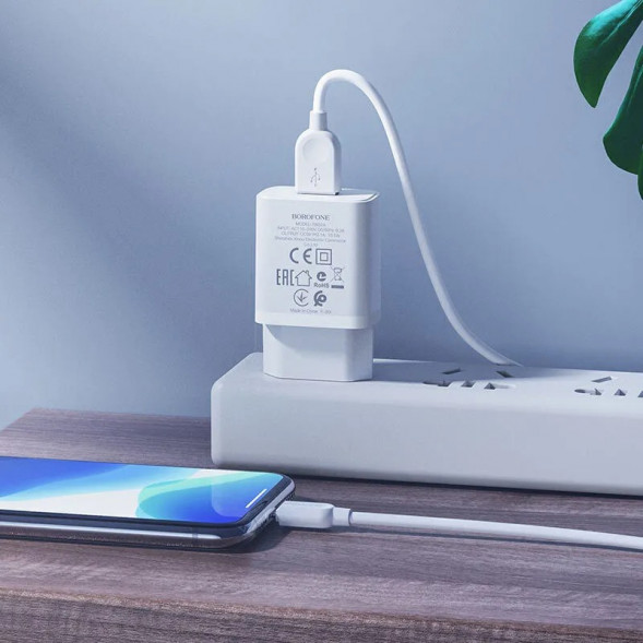 Адаптер, зарядное устройство 100-240V, 2.1A BOROFONE BA52A Белый