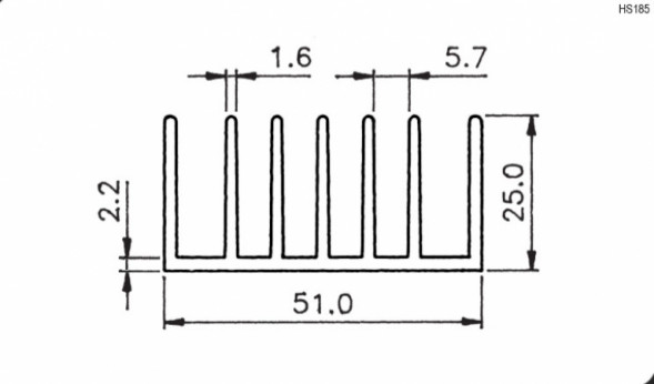 HS185-100 Радиатор ребристый (черный)