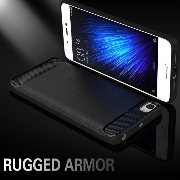 Чехол накладка Carbon Fibre для Xiaomi Mi5 (серый)