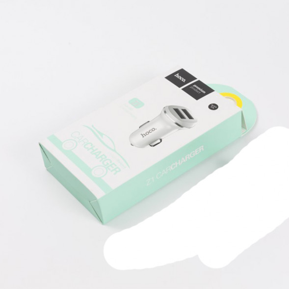 Автомобильная зарядка 2 USB HOCO Z1 2100mA (белый)