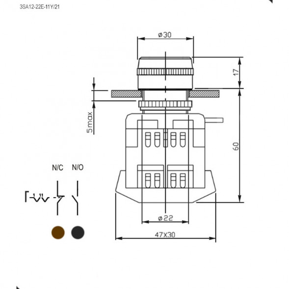 3SA12-22E-11Y/21 Ключ - переключатель серии 3SA12