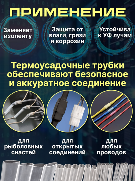 Набор термоусадочных трубок термоусадка 346шт прозрачная