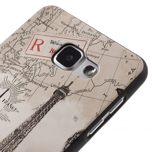 Текстурный TPU чехол накладка для Samsung Galaxy A7 (2016) SM-A710F (Эйфелева башня)