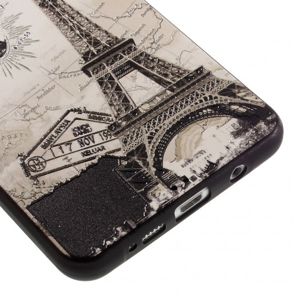 Текстурный TPU чехол накладка для Samsung Galaxy A7 (2016) SM-A710F (Эйфелева башня)