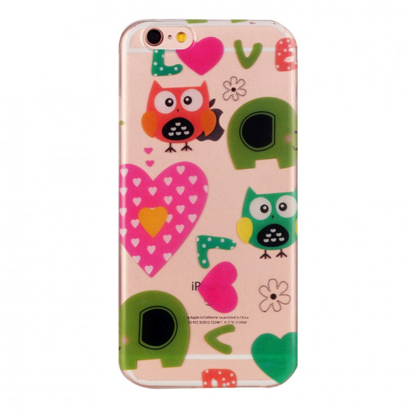 Силиконовый чехол с рисунком для iPhone 6, 6S (Совы)