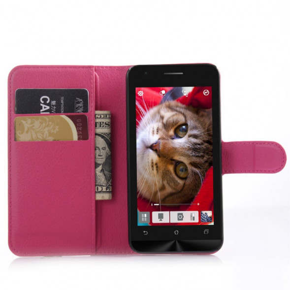 Чехол книжка с визитницей для Asus ZenFone C (ZC451CG) (Малиновый)