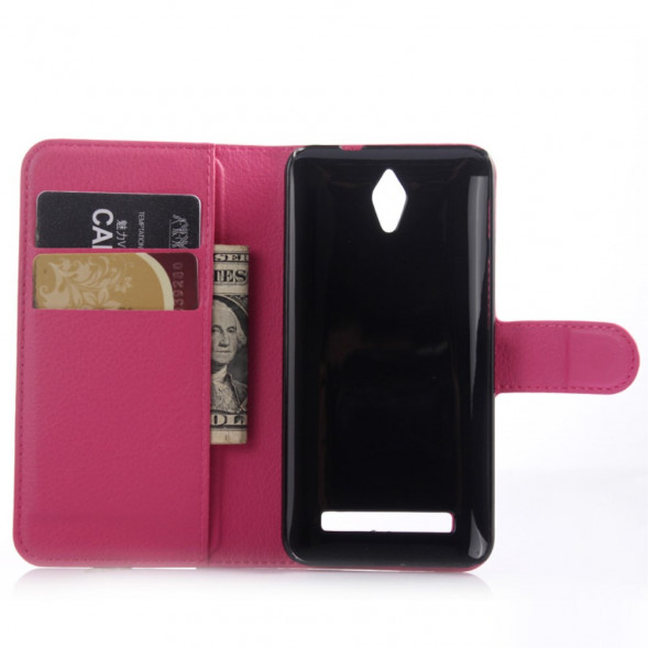 Чехол книжка с визитницей для Asus ZenFone C (ZC451CG) (Малиновый)