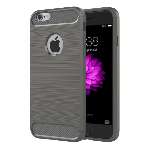 Чехол накладка Carbon Fibre для iPhone 6 / 6S (серый)