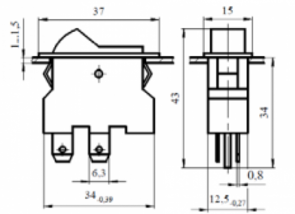 ВК33 Б15 В20181-20 Переключатель клавишный (рокерный)