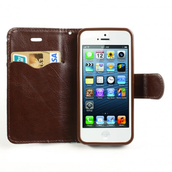 Чехол книжка с цветами для iPhone 5, 5S, SE (черный)