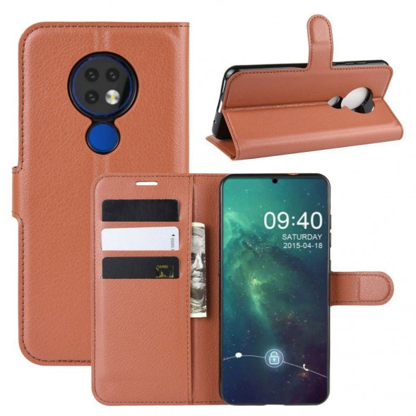 Чехол книжка для Nokia 6.2, Nokia 7.2 с визитницей (коричневый)