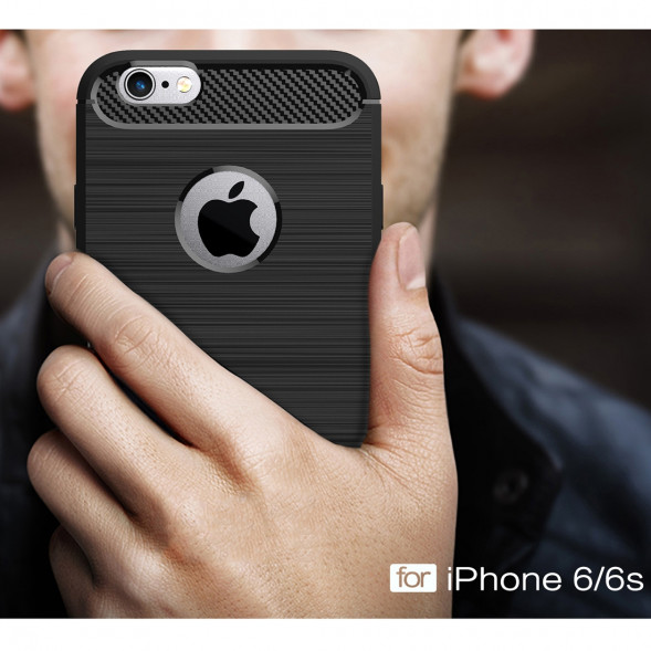 Чехол накладка Carbon Fibre для iPhone 6 / 6S (красный)
