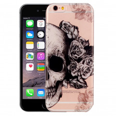 Силиконовый чехол с рисунком для iPhone 6, 6S (Череп с цветком)