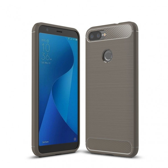 Чехол накладка Carbon Fibre для Asus ZenFone Max Plus M1 ZB570TL (серый)