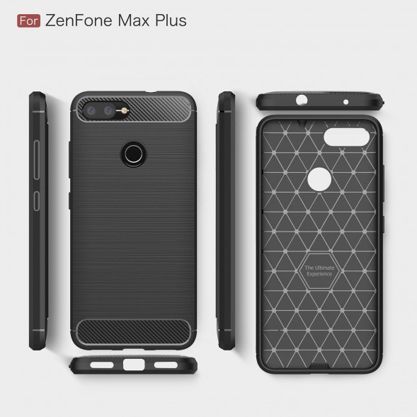 Чехол накладка Carbon Fibre для Asus ZenFone Max Plus M1 ZB570TL (серый)