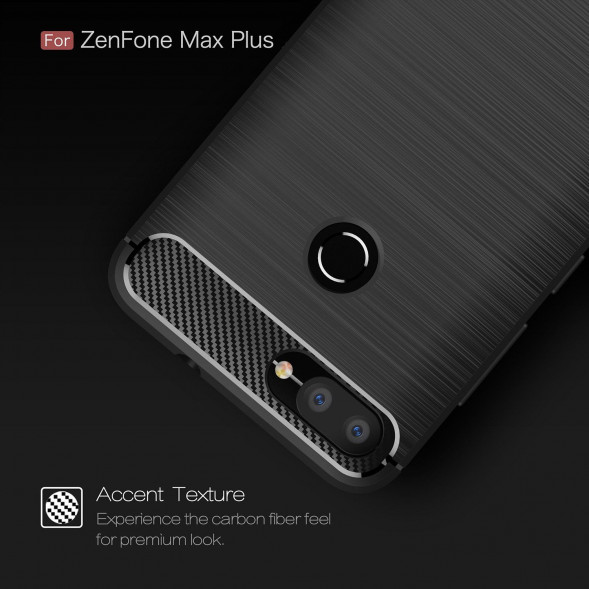 Чехол накладка Carbon Fibre для Asus ZenFone Max Plus M1 ZB570TL (серый)