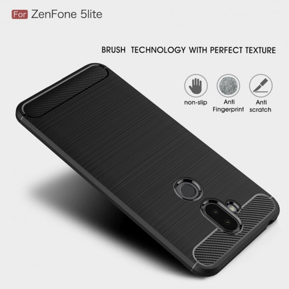 Чехол Carbon Fiber для Asus Zenfone 5 Lite ZC600KL (темно-синий)
