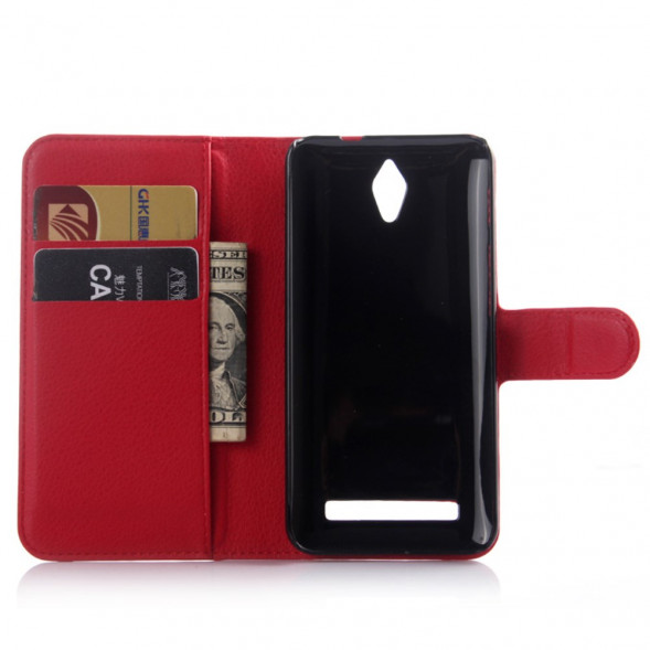 Чехол книжка с визитницей для Asus ZenFone C (ZC451CG) (Красный)