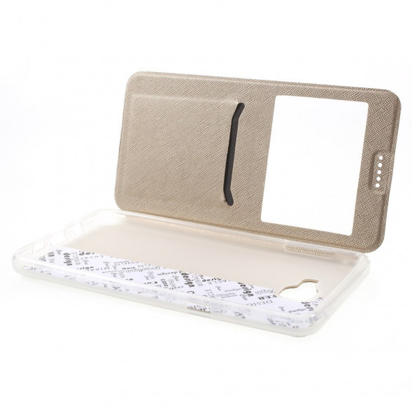 Чехол с окном информации для Samsung Galaxy A9 (2016) (Золотистый)
