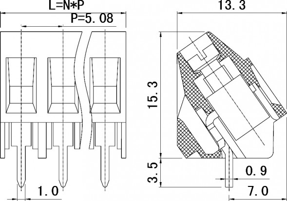DG103-5.08-2 Клеммная колодка