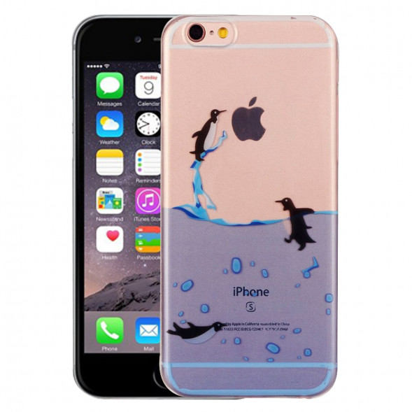 Силиконовый чехол с рисунком для iPhone 6, 6S (Пингвины)