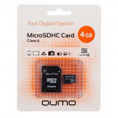 Карта памяти MicroSDHC 4GB Qumo Class 6 + SD адаптер