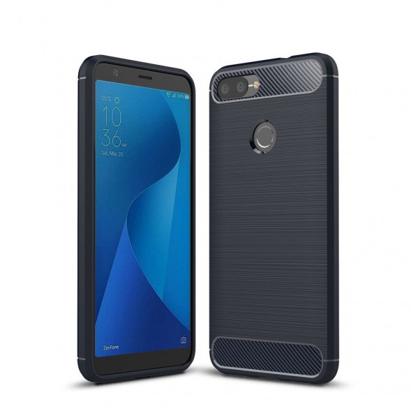 Чехол накладка Carbon Fibre для Asus ZenFone Max Plus M1 ZB570TL (синий)