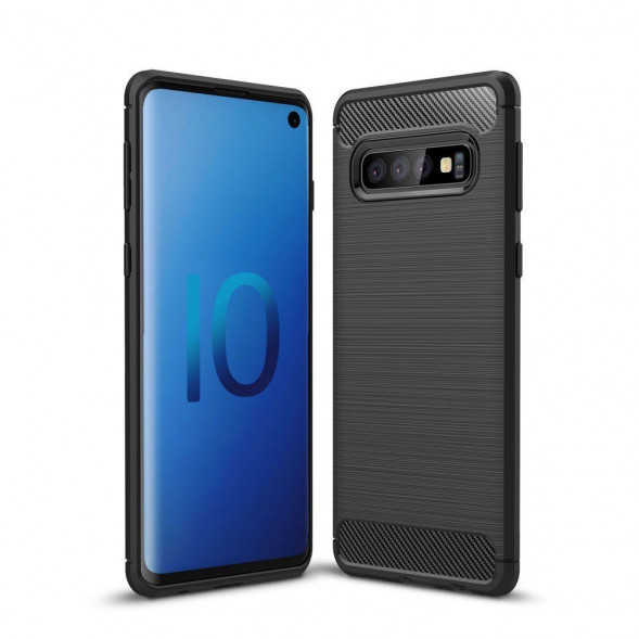 Чехол Carbon Fibre для Samsung Galaxy S10 (черный)