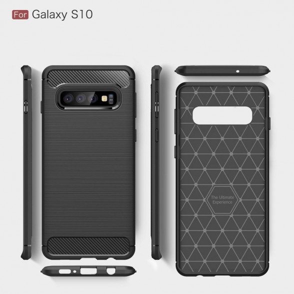 Чехол Carbon Fibre для Samsung Galaxy S10 (черный)
